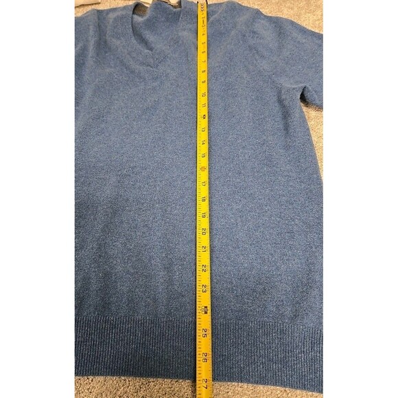 Raffi Cashmere V- Neck Sweater Soft Lightweight 100% Cashmere Blue Men's Sz L/52 - Picture 7 of 8